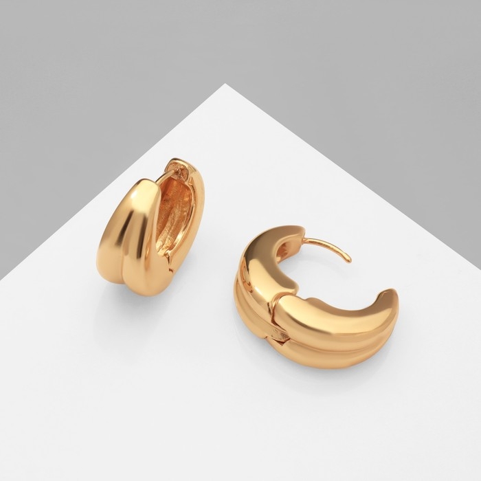 Серьги металл &laquo;Аккорд&raquo; двойной круг, цвет золото