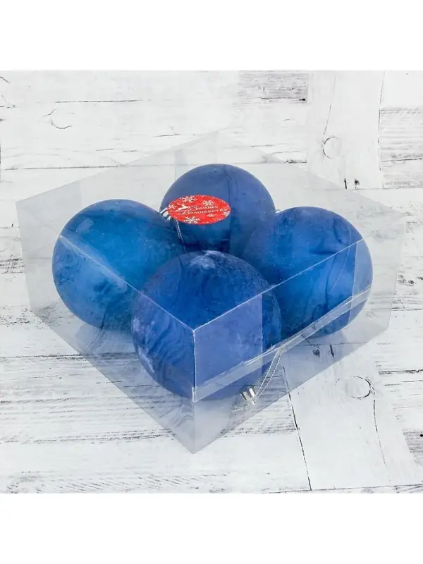 Ёлочные игрушки &laquo;Туман&raquo;, шары новогодние, d=10 см, набор 4 шт., синий