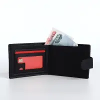 Портмоне мужское &laquo;Орёл&raquo;, на кнопке, отдел для карт, монет, чёрное