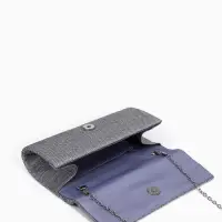 Сумка-клатч женская вечерняя на магните, на цепочке, блестящая, серебристая