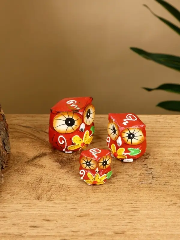 Набор сувенирный "Совята" дерево H 4, 3, 2 см, цв. коричневый