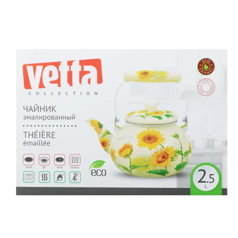 VETTA Подсолнухи Чайник эмалированный, 2,5л, индукция