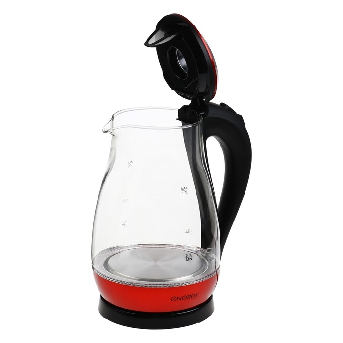 Чайник электрический ENERGY E-204, 1.7 л, стекло, 2200 Вт, красный Чайник электрический ENERGY E-204, 1.7 л, стекло, 2200 Вт, красный