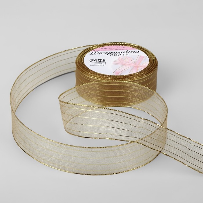 Лента капроновая, с люрексом, 25 мм × 9,1 ± 0,5 м, цвет золотой Лента капроновая, с люрексом, 25 мм × 9,1 ± 0,5 м, цвет золотой