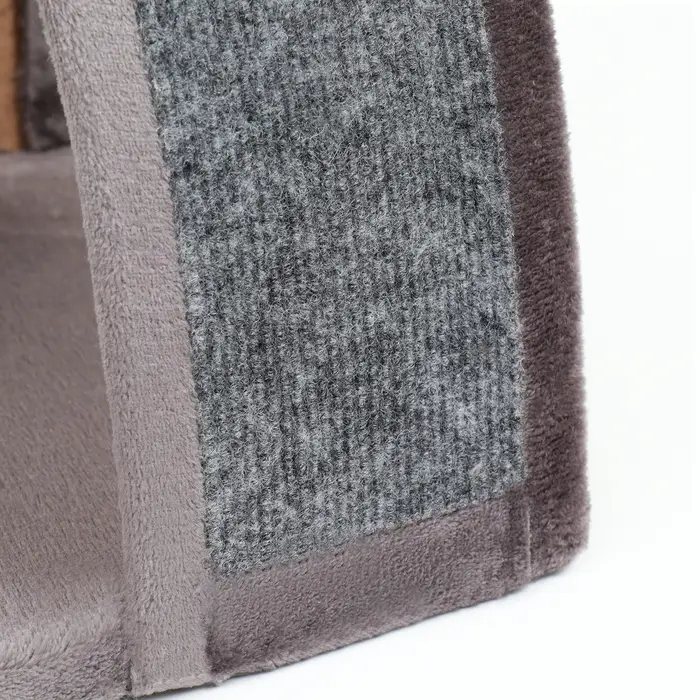 Когтеточка СТОЛБИК + ДУГА + ПЛОЩАДКА джут ковролин 35х30х56 Ø7 PerseiLine КД-26 микс