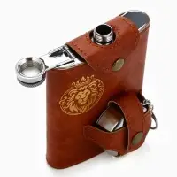 Фляжка со складной стопкой в чехле &laquo;Лев&raquo;, 240 мл, 75 мл