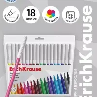 Фломастеры 18 цветов ErichKrause Basic, на водной основе, яркие цвета, вентилируемый колпачок
