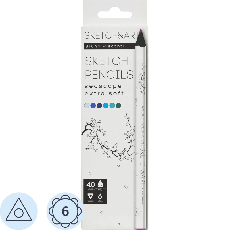 Карандаши цветные СКЕТЧ SKETCH&ARTУТОЛ.,4ММ,МОР.ПЕЙЗАЖ6,30-0118/08