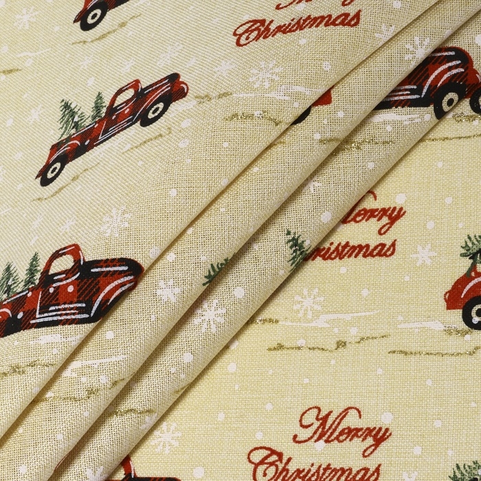 Новый год! Лоскут «Машинка с ёлками», 48 × 48 см