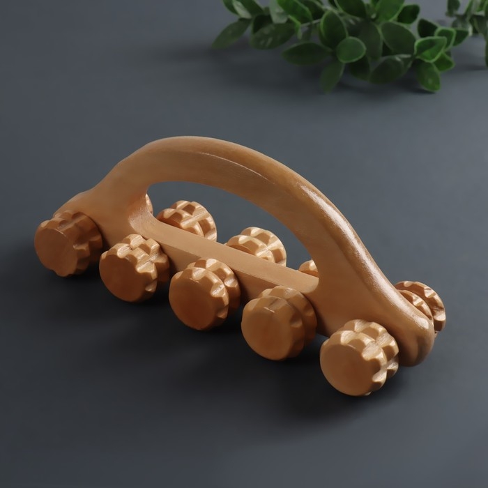 Массажёр «Гусеница», 18 × 5,5 × 8 см, 10 колёс, деревянный Массажёр «Гусеница», 18 × 5,5 × 8 см, 10 колёс, деревянный