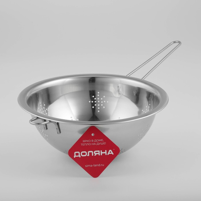 Дуршлаг из нержавеющей стали Доляна «Индия», 2 л, d=24 см, длинная ручка Дуршлаг из нержавеющей стали Доляна «Индия», 2 л, d=24 см, длинная ручка