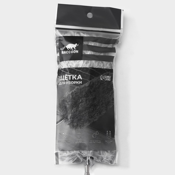Щётка для пыли Raccoon, телескопическая ручка 33-81 см, насадка из микрофибры 17 см Щётка для пыли Raccoon, телескопическая ручка 33-81 см, насадка из микрофибры 17 см