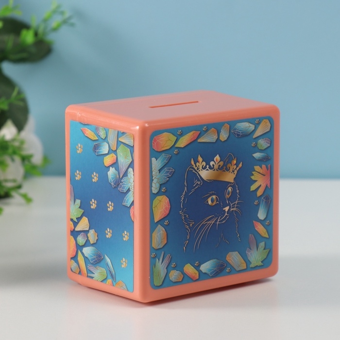 Копилка пластик Копилка пластик "Сейф. Котик и драгоценности" 8,5х6х8,5см