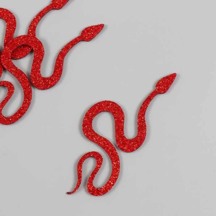 Новогодний декор Новогодний декор "Красная змея" фоам глиттер, 7 см (Новогодний набор 6 шт)