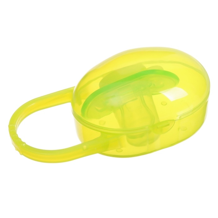 Соска - пустышка силиконовая ортодонтическая, от 3 мес., с колпачком, в контейнере, цвет желтый/зеленый Соска - пустышка силиконовая ортодонтическая, от 3 мес., с колпачком, в контейнере, цвет желтый/зеленый