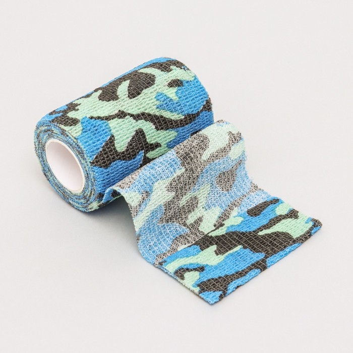 Бинт самофиксирующийся  Бинт самофиксирующийся "Камуфляж", 7,5 см, макс. растяжимость 4,5 м, микс синего