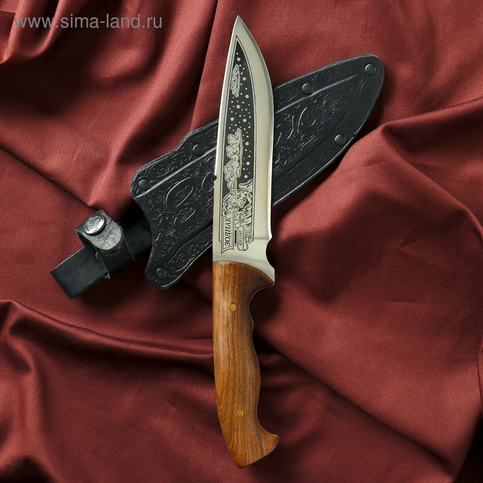 Нож кавказский, туристический Нож кавказский, туристический "Зодиак" с ножнами, сталь - 40х13, вощеный орех, 14.5 см