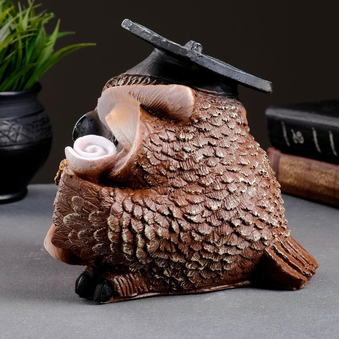 Фигура  Фигура "Сова ученая" коричневая, 18х17х19см