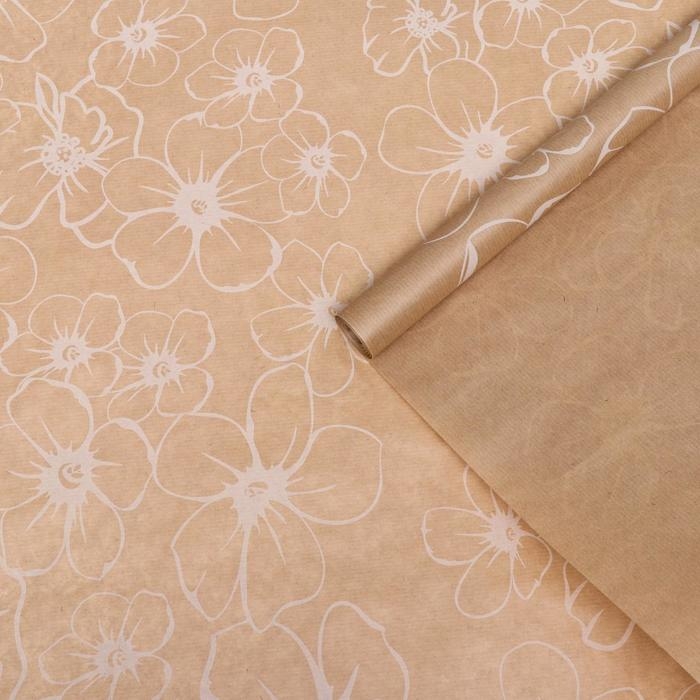 Бумага упаковочная крафт Бумага упаковочная крафт "Анемоны", 0,72 х 10 м, 40 гр/м2