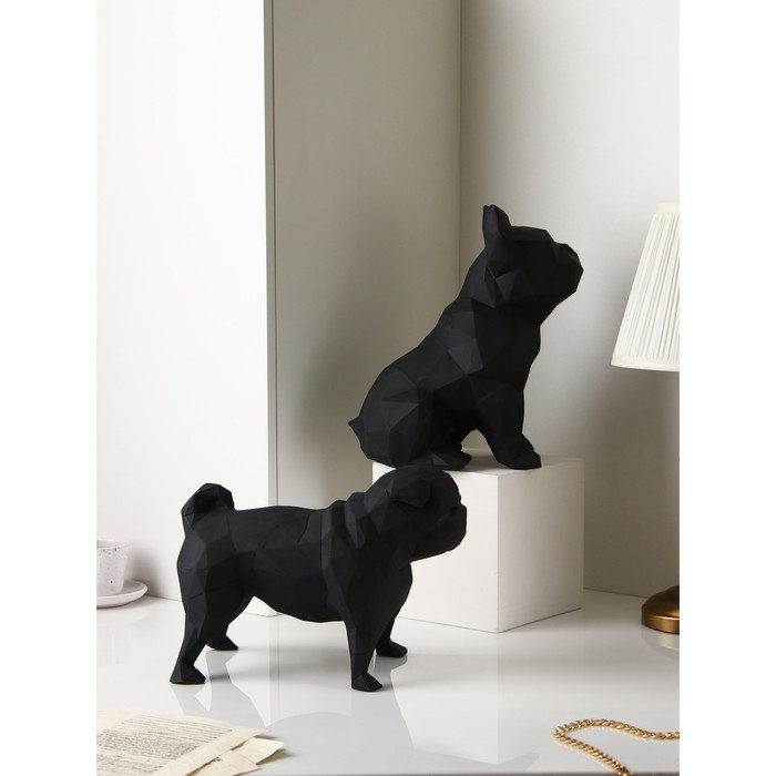 Набор фигур «Бульдог», геометрия, полистоун, 34 см, цвет черный Набор фигур «Бульдог», геометрия, полистоун, 34 см, цвет черный