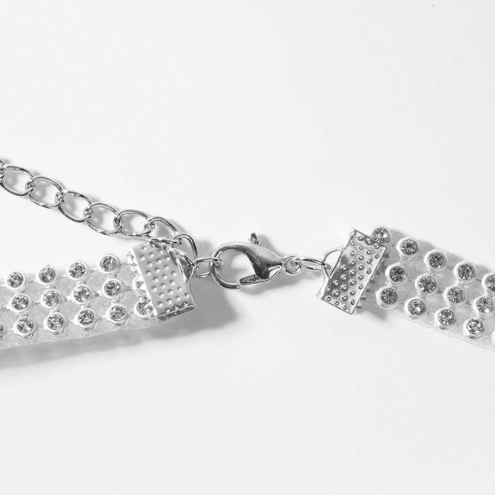 Чокер «Сетка» со стразами, узкий, цвет белый в серебре, 32 см Чокер «Сетка» со стразами, узкий, цвет белый в серебре, 32 см