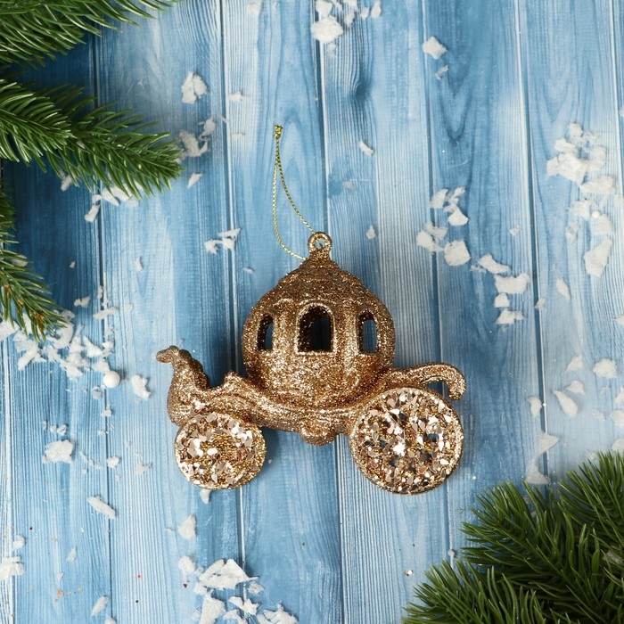 Украшение ёлочное Украшение ёлочное "Карета глиттер" 10х8,5 см, золото