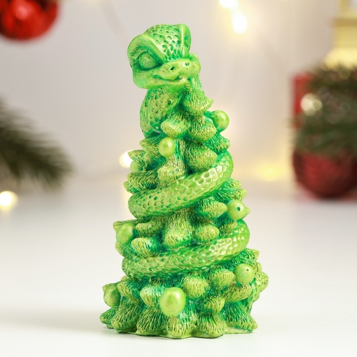 Новый год. Символ 2025. Фигура Новый год. Символ 2025. Фигура "Змея на елке" светло-зеленая, 10см