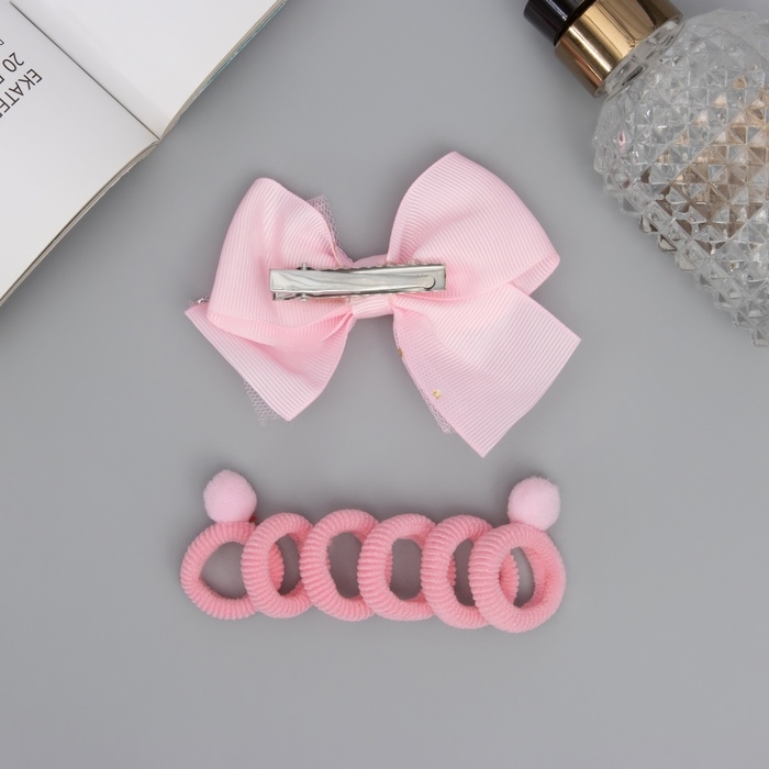 Набор для волос Набор для волос "Сьюзи" (зажим 8 см, 6 резинок 2,5 см) звёзды, розовый