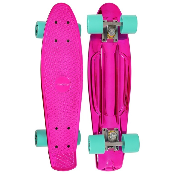 Пенниборд ONLYTOP, 56х15 см, колёса PU 60х45 мм, алюминиевая рама, цвет розовый Пенниборд ONLYTOP, 56х15 см, колёса PU 60х45 мм, алюминиевая рама, цвет розовый