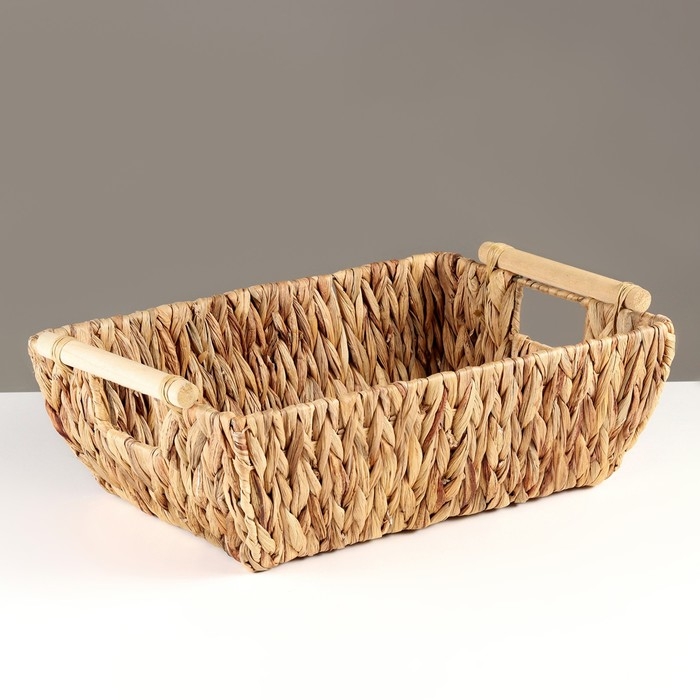 Корзина с ручками Корзина с ручками "Золотистый колос", 38,7 х 27,3 х 12,7 см, водный гиацинт