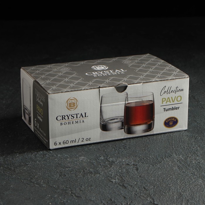 Набор стопок Pavo, стеклянный, 60 мл, 6 шт Набор стопок Pavo, стеклянный, 60 мл, 6 шт