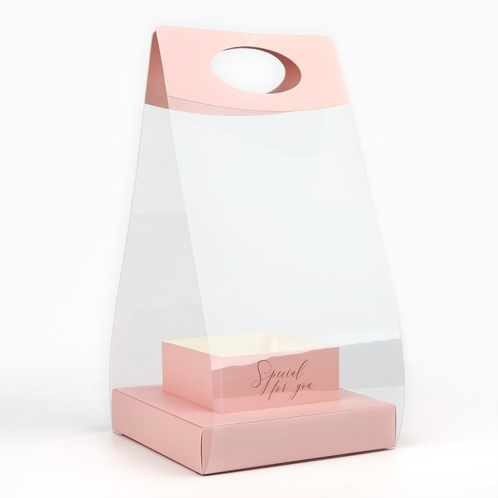 Коробка подарочная складная переноска для цветов, упаковка, «Персик», 20 x 20 x 4 см Коробка подарочная складная переноска для цветов, упаковка, «Персик», 20 x 20 x 4 см