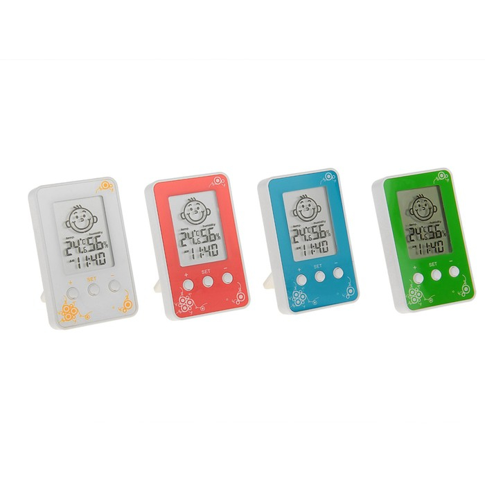 Термометр Luazon LTR-12, электронный, указатель влажности, часы, МИКС Термометр Luazon LTR-12, электронный, указатель влажности, часы, МИКС