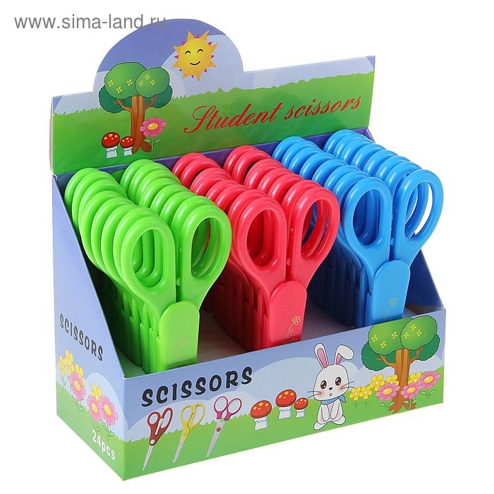 Ножницы 12,5 см, в пластиковом в футляре, закруглённые концы, в картонной коробке, корпус МИКС Ножницы 12,5 см, в пластиковом в футляре, закруглённые концы, в картонной коробке, корпус МИКС