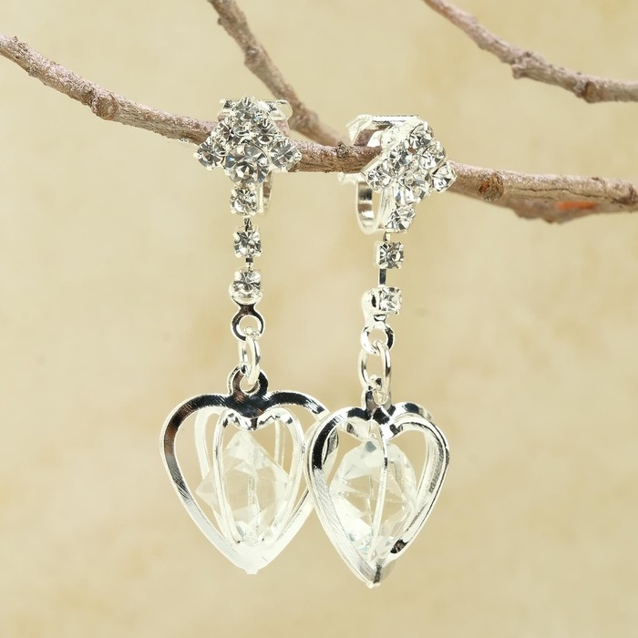 Клипсы «Грация» сердце объёмное, цвет МИКС Клипсы «Грация» сердце объёмное, цвет МИКС