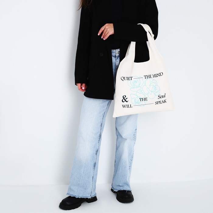 Сумка мешок Сумка мешок "Цветы", 40х35см, бежевая