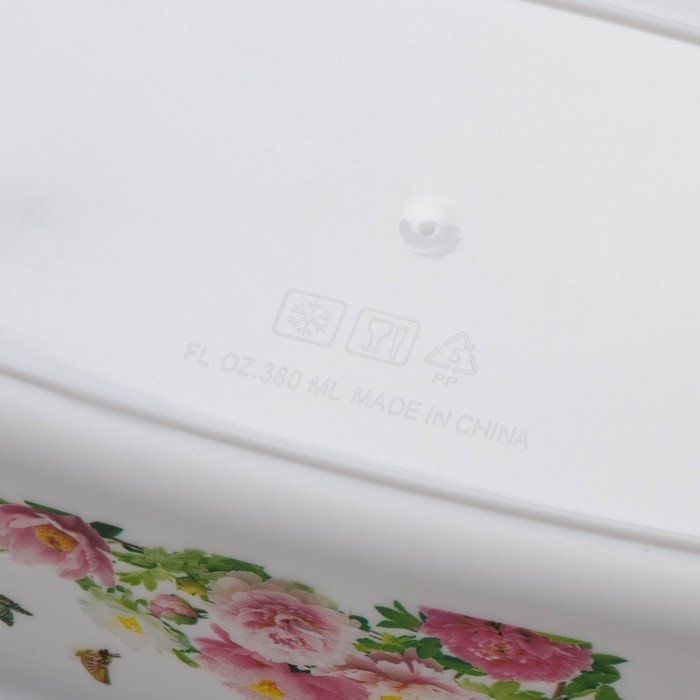 Набор ланч-боксов пластиковых «Розы», 4 шт: 400 мл, 650 мл, 1 л, 1,5 л, цвет белый