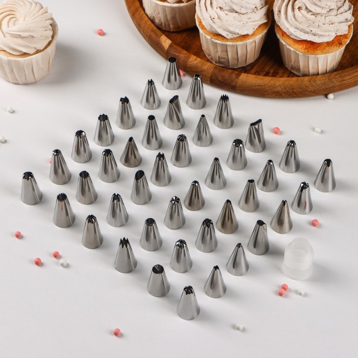 Набор насадок кондитерских, 42 шт, d=1,7 см, адаптер, в кейсе, насадки МИКС Набор насадок кондитерских, 42 шт, d=1,7 см, адаптер, в кейсе, насадки МИКС