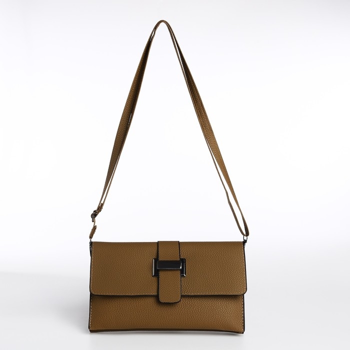 Сумка-клатч на магните, длинный ремень, цвет коричневый Сумка-клатч на магните, длинный ремень, цвет коричневый