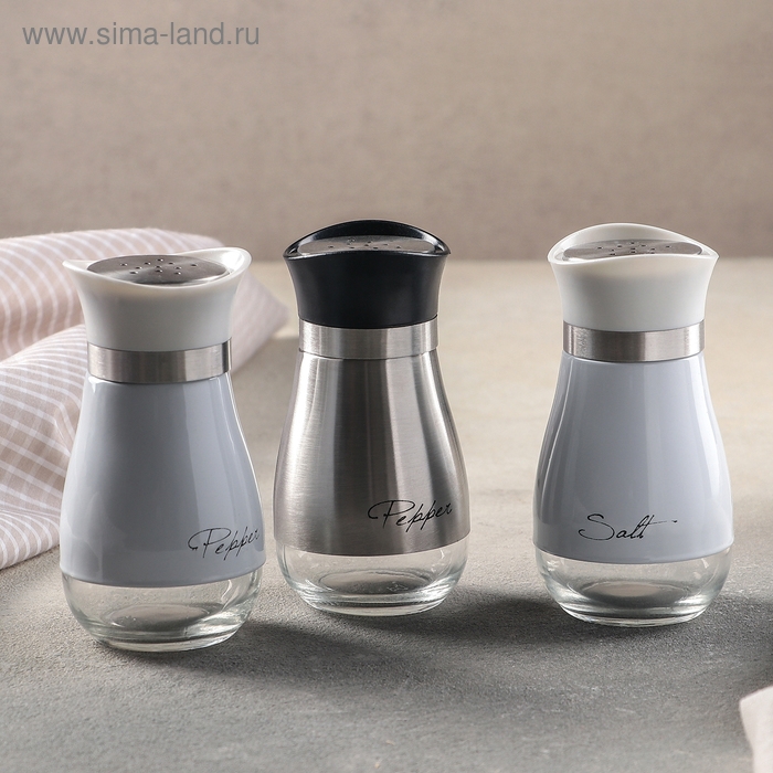 Солонка стеклянная &laquo;Сияние&raquo;, 5,5&times;5&times;11 см, цвет белый, надписи МИКС