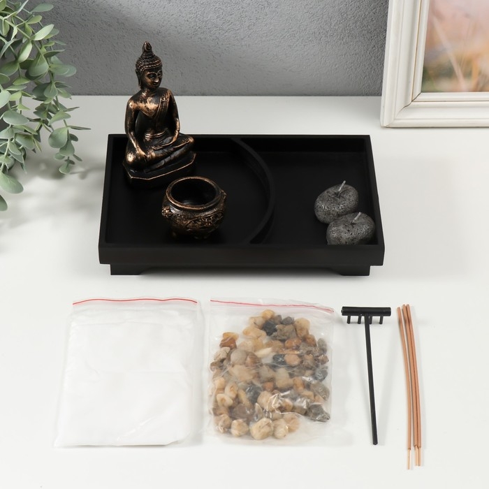 Сад камней Дзен  Сад камней Дзен "Будда" песок+камни+аромапалочки 4х22,5х14,8 см