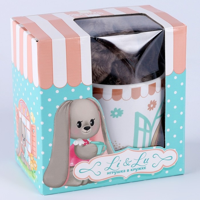 Набор  Набор "Зайка Lu" игрушка в кружке, заяц, 16 см