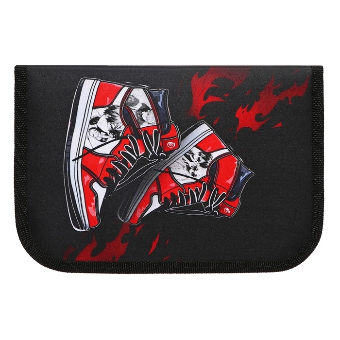 Пенал 3 секции, вкладка внутри, 140 х 210 х 40 мм, тканевый, Calligrata TOP Block  Пенал 3 секции, вкладка внутри, 140 х 210 х 40 мм, тканевый, Calligrata TOP Block "Кеды аниме"