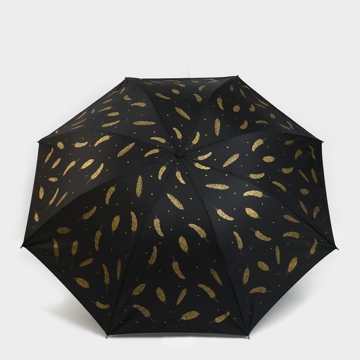 Зонт женский механический «Золотые перья», 8 спиц, d=95, цвет чёрный Зонт женский механический «Золотые перья», 8 спиц, d=95, цвет чёрный