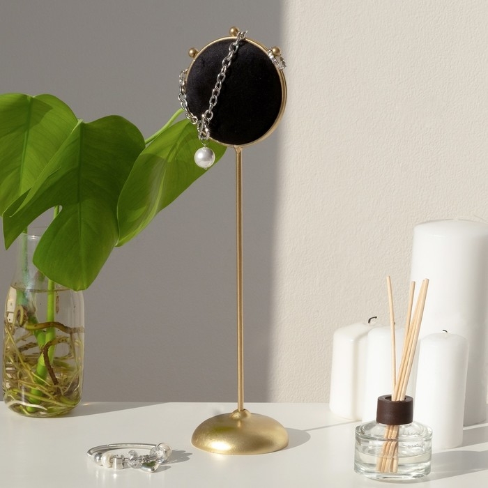 Подставка для украшений &laquo;Двухсторонняя&raquo; круг, 9&times;8&times;31, цвет чёрно-бежевый в золоте