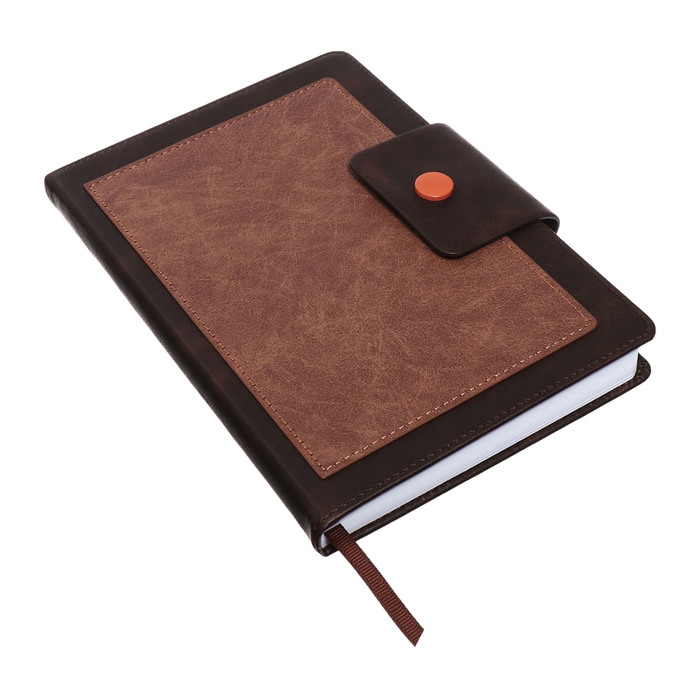 Ежедневник недатированный, А5, 140л, клетка, обл.кожзам, на кнопке, Серый/коричневый Ежедневник недатированный, А5, 140л, клетка, обл.кожзам, на кнопке, Серый/коричневый