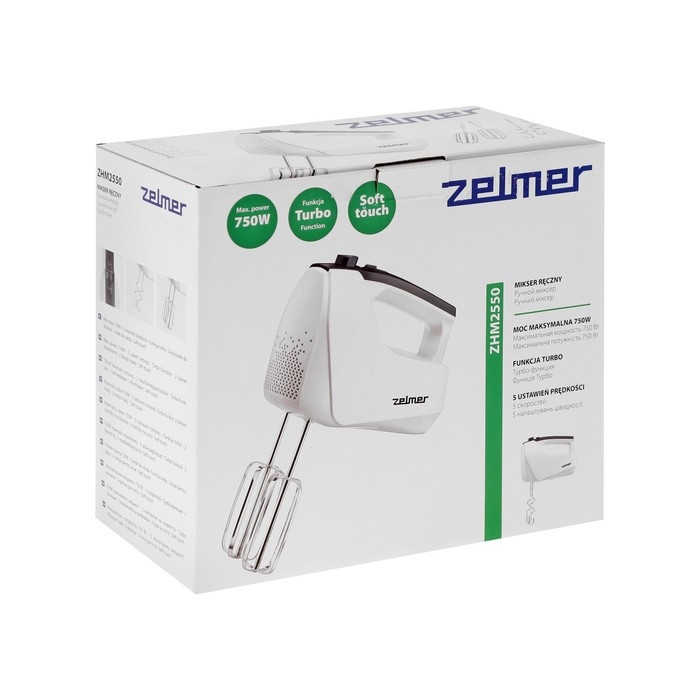 Миксер ручной Zelmer ZHM2550, ручной, 750 Вт, 5 скоростей, белый Миксер ручной Zelmer ZHM2550, ручной, 750 Вт, 5 скоростей, белый