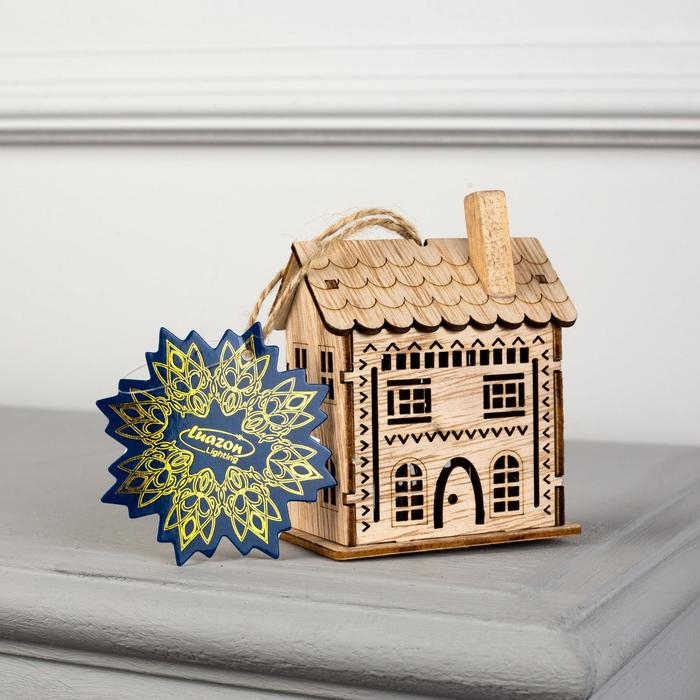 Ёлочная игрушка «Резной домик», от батареек, свечение тёплое белое Ёлочная игрушка «Резной домик», от батареек, свечение тёплое белое