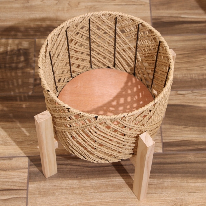 Набор плетёных кашпо, 3 шт 29х29х22 см, цв. светло-бежевый Набор плетёных кашпо, 3 шт 29х29х22 см, цв. светло-бежевый