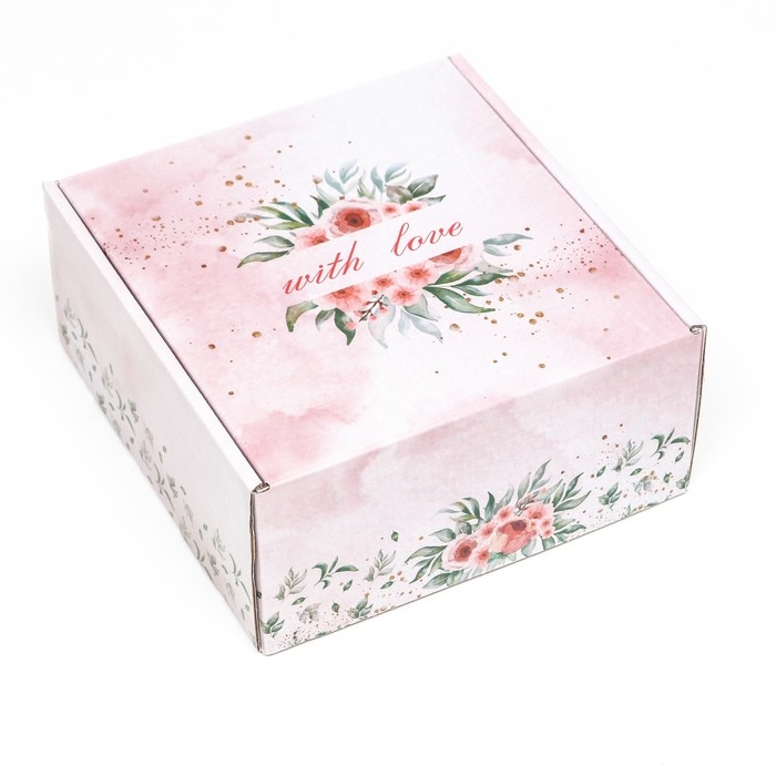 Коробка самосборная, без окна Коробка самосборная, без окна "With Love" 19 х 19 х 9 см